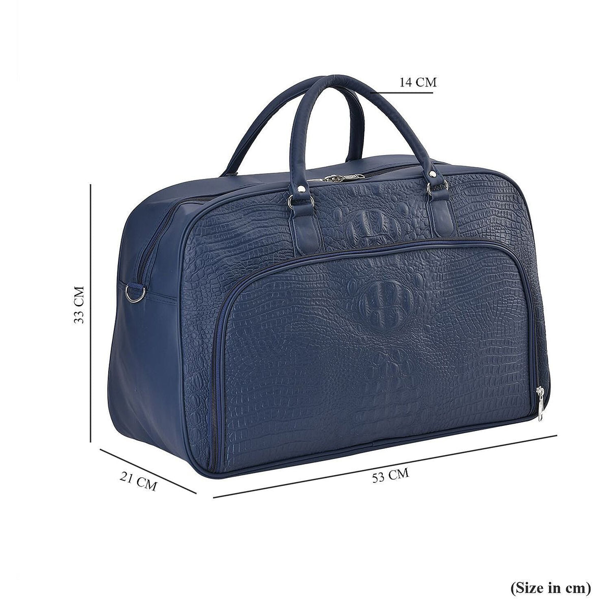 Closeout Deal - Leatherette Croc Embossed Holdall Travel Bag - Navy Blue 7227090 6