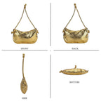 Leatherette Weave Pattern Crossbody Bag - Gold