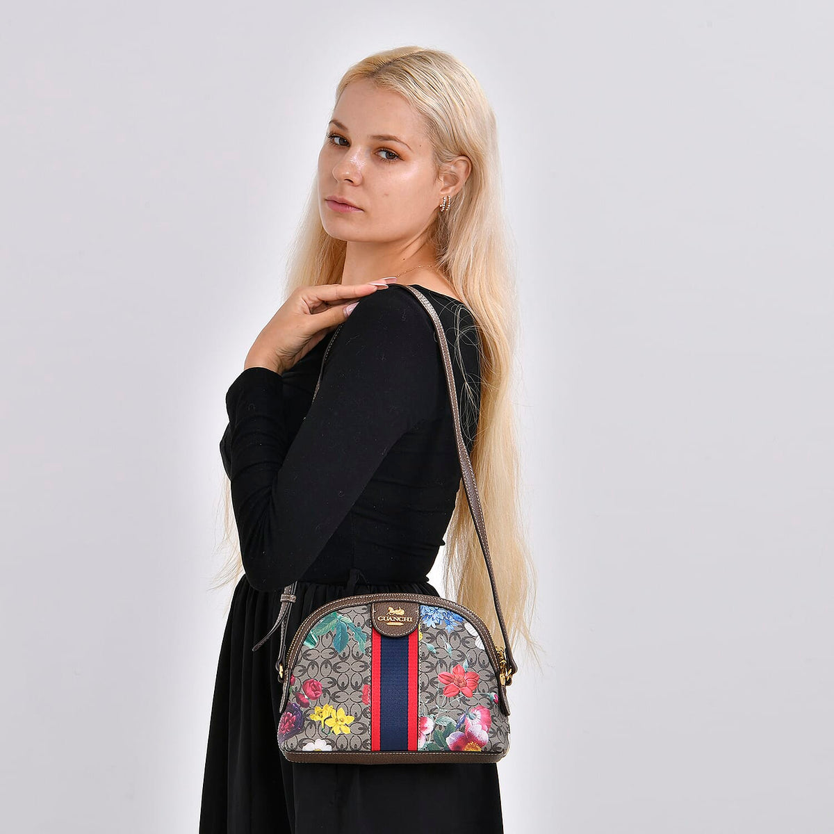 Guanchi Floral Pattern Crossbody Bag with Exterior Zipped Pocket - Multi 7671176 1