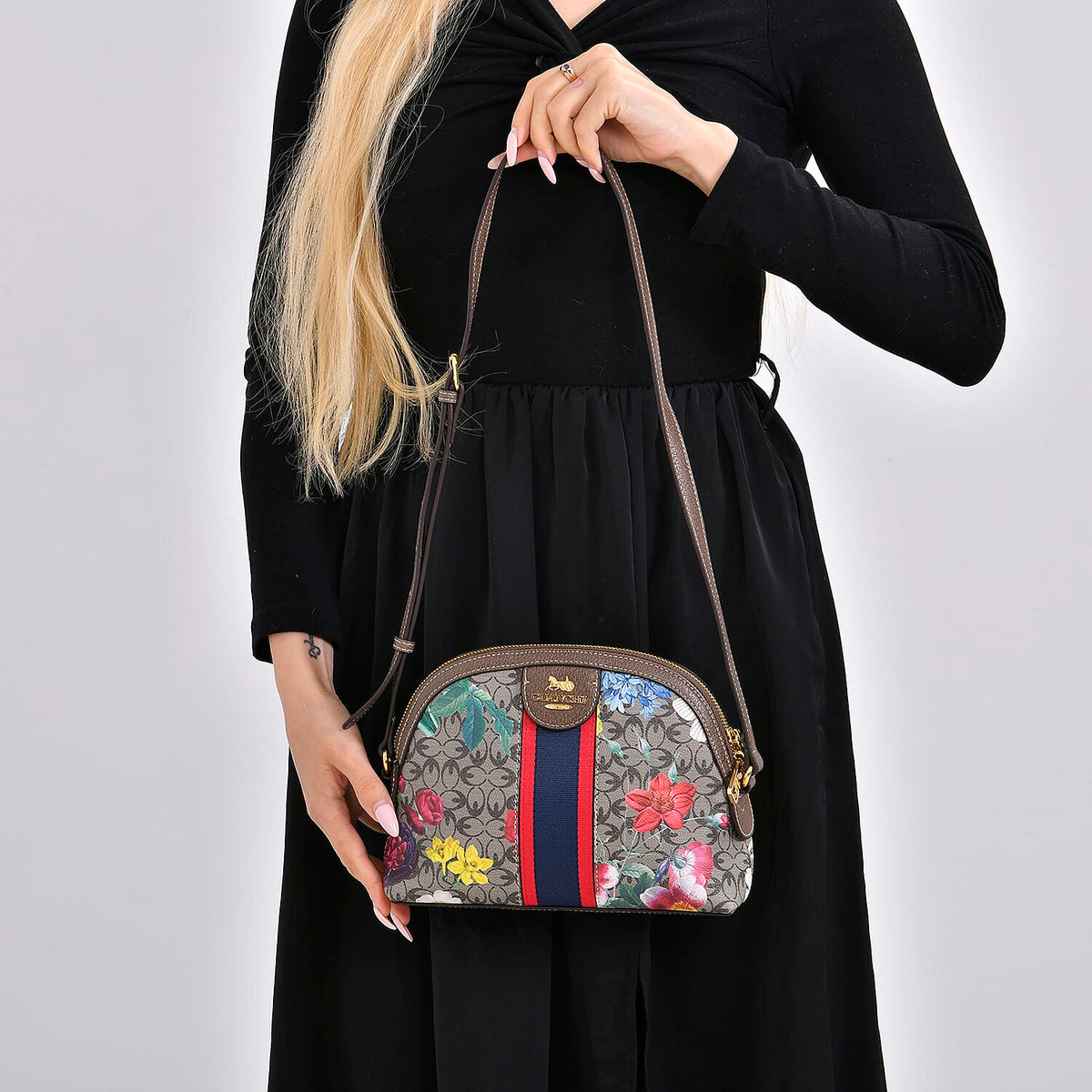 Guanchi Floral Pattern Crossbody Bag with Exterior Zipped Pocket - Multi 7671176 2