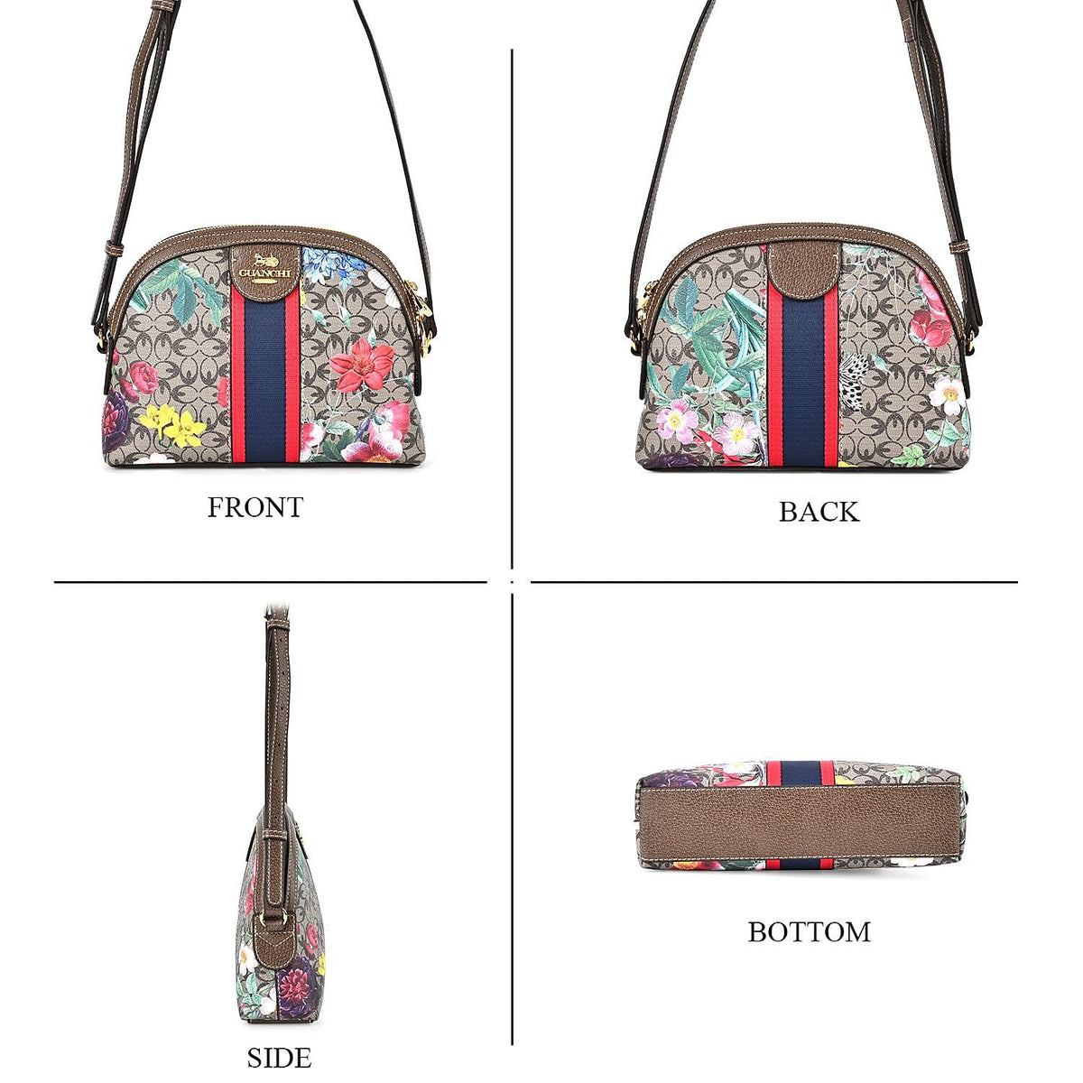 Guanchi Floral Pattern Crossbody Bag with Exterior Zipped Pocket - Multi 7671176 3