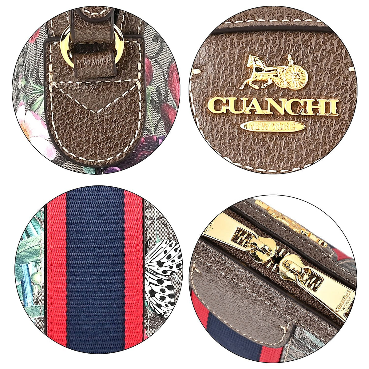 Guanchi Floral Pattern Crossbody Bag with Exterior Zipped Pocket - Multi 7671176 5