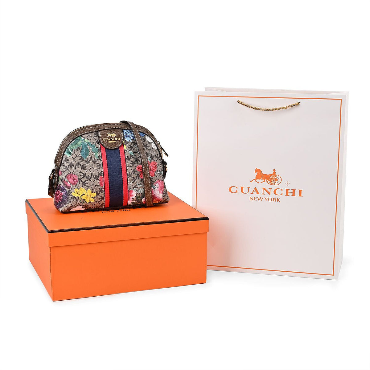 Guanchi Floral Pattern Crossbody Bag with Exterior Zipped Pocket - Multi 7671176 6