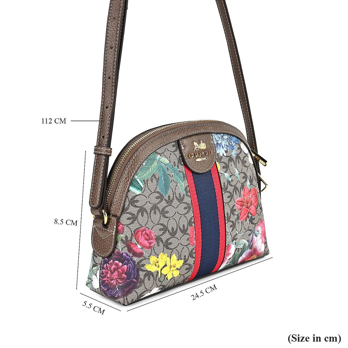 Guanchi Floral Pattern Crossbody Bag with Exterior Zipped Pocket - Multi 7671176 7