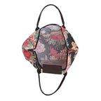 Set of 3 - Floral Pattern Tote Bag with Handle Drop - Black