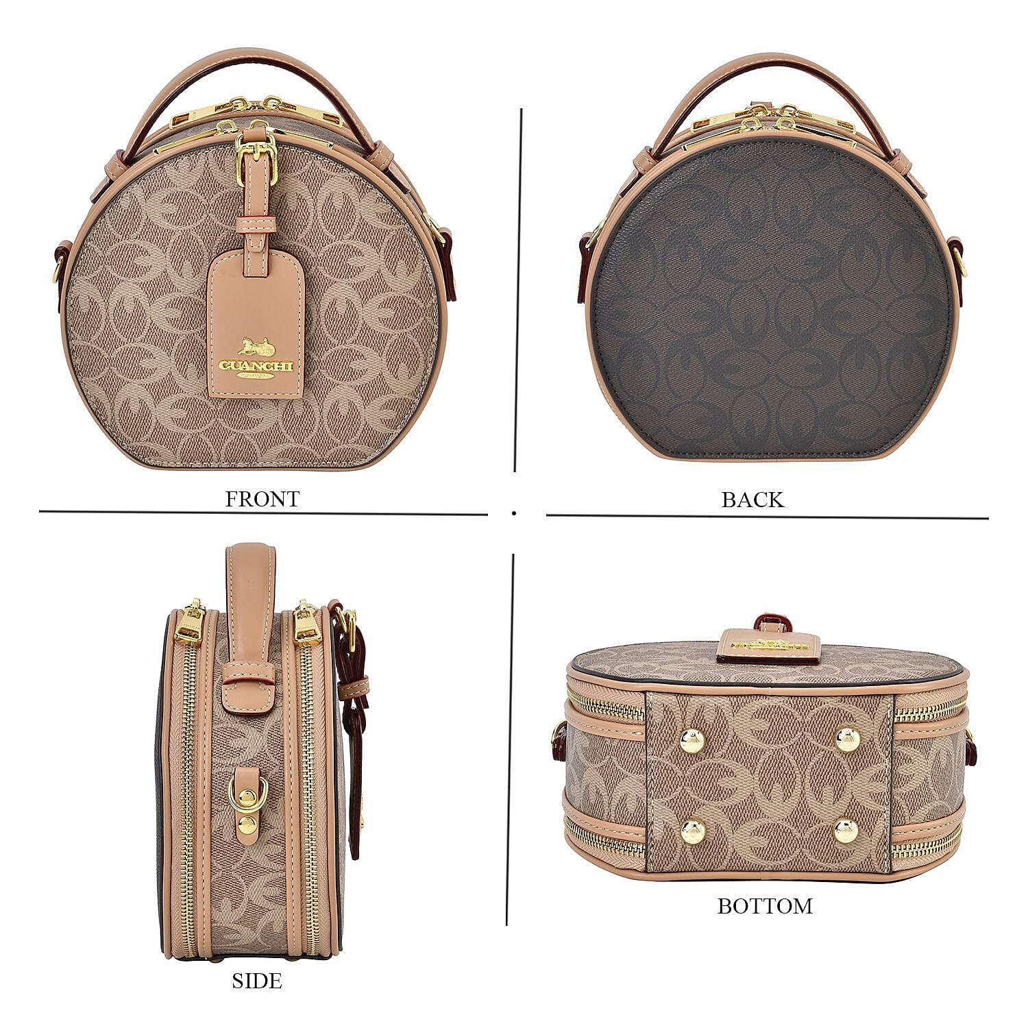 New Designer Launch GUANCHI New York Oval Pattern Crossbody Bag With Handle Drop &amp; Shoulder Strap - Brown 7567655 3
