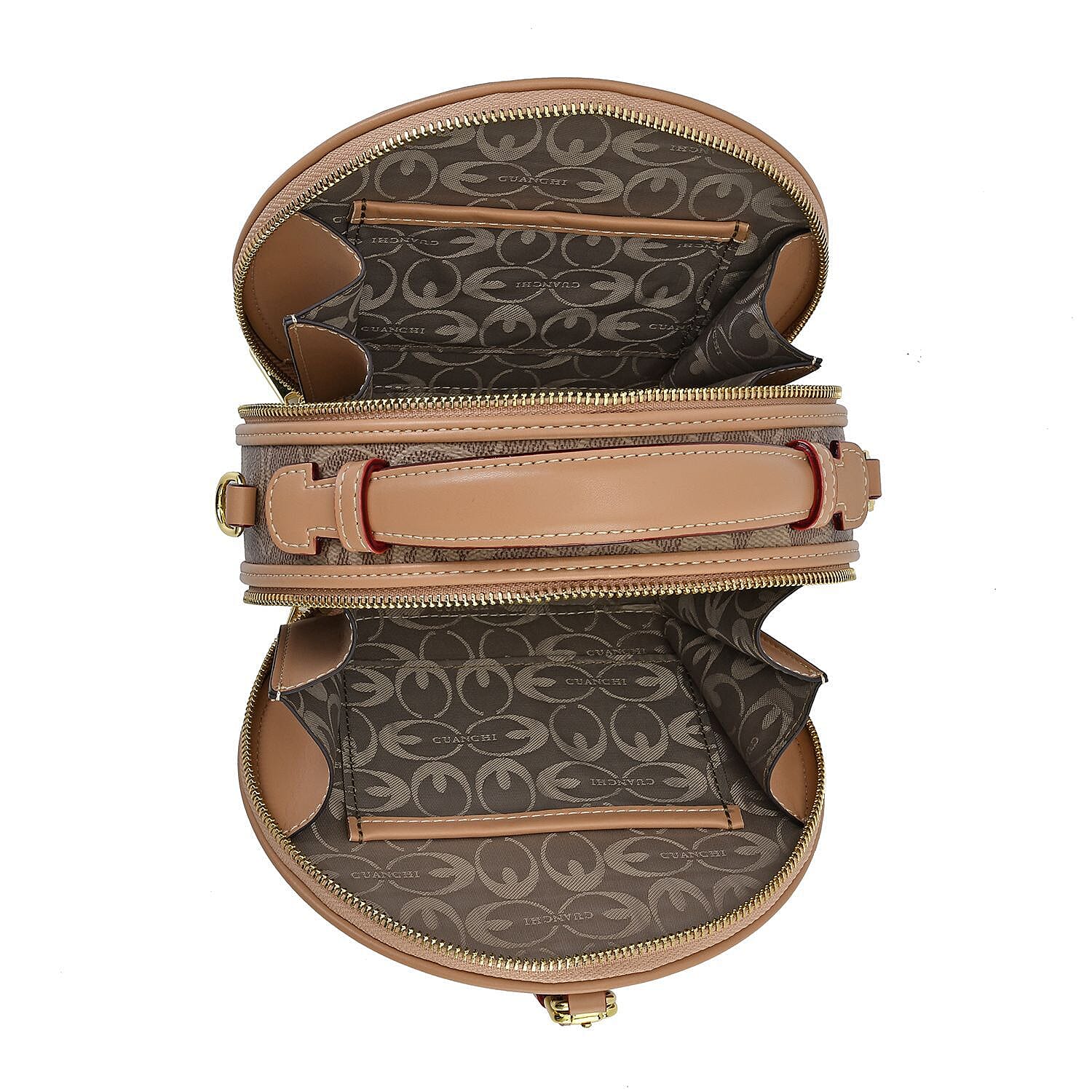 New Designer Launch GUANCHI New York Oval Pattern Crossbody Bag With Handle Drop &amp; Shoulder Strap - Brown 7567655 5