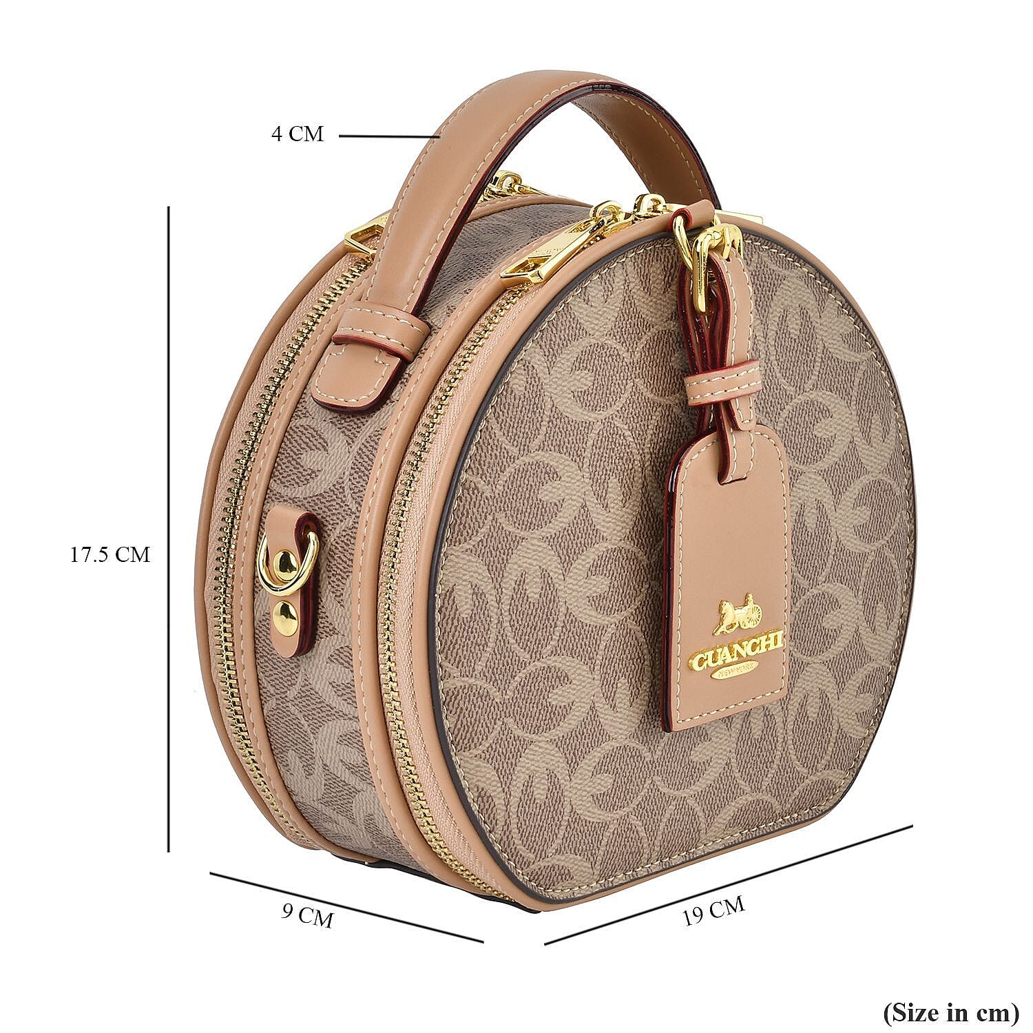New Designer Launch GUANCHI New York Oval Pattern Crossbody Bag With Handle Drop &amp; Shoulder Strap - Brown 7567655 7