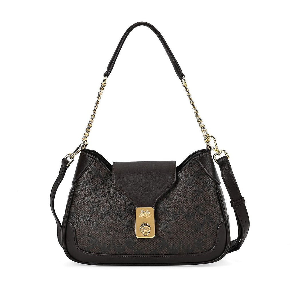 Guanchi Crossbody Bag with Exterior Zipped Pocket - Dark Coffee