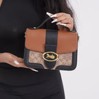 New Designer Launch GUANCHI New York Oval Pattern Cossbody Bag With Handle Drop - Shoulder Strap - Brown - Black