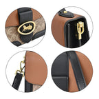 New Designer Launch GUANCHI New York Oval Pattern Cossbody Bag With Handle Drop - Shoulder Strap - Brown - Black