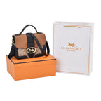New Designer Launch GUANCHI New York Oval Pattern Cossbody Bag With Handle Drop - Shoulder Strap - Brown - Black