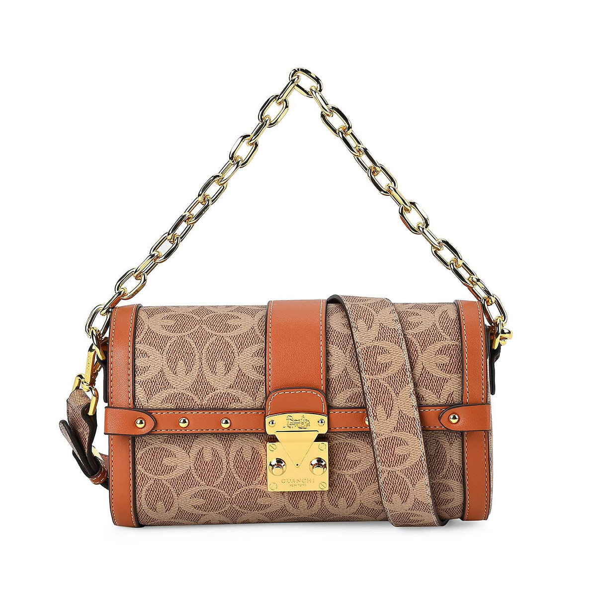 Guanchi Crossbody Bag with Exterior Zipped Pocket &amp; Chain Strap - Brown 7671106 0