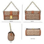 Guanchi Crossbody Bag with Exterior Zipped Pocket - Chain Strap - Brown