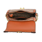Guanchi Crossbody Bag with Exterior Zipped Pocket - Chain Strap - Brown