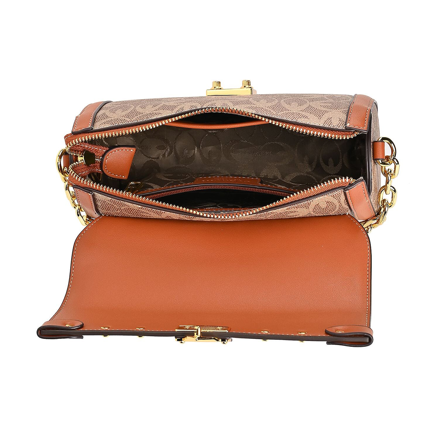 Guanchi Crossbody Bag with Exterior Zipped Pocket &amp; Chain Strap - Brown 7671106 4
