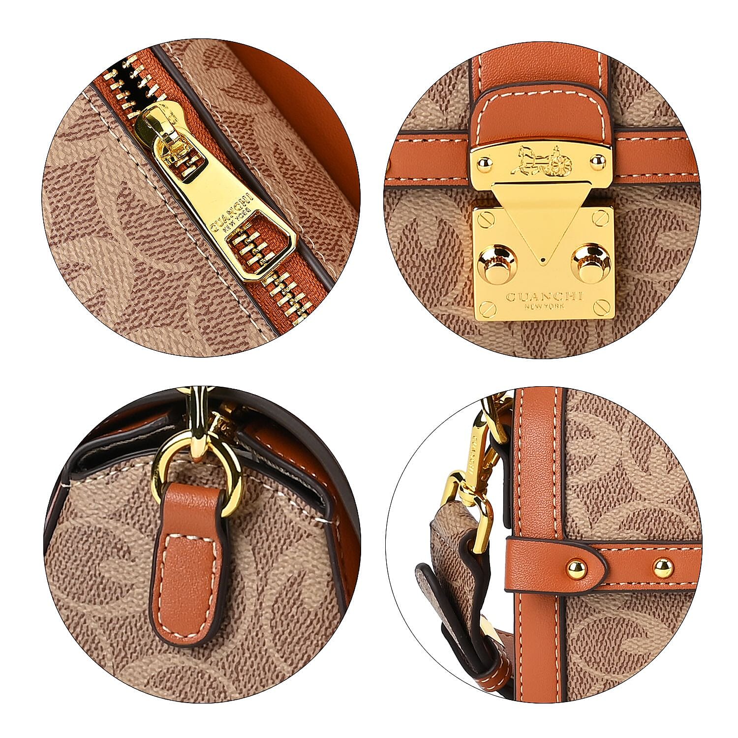 Guanchi Crossbody Bag with Exterior Zipped Pocket &amp; Chain Strap - Brown 7671106 5