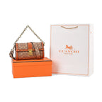 Guanchi Crossbody Bag with Exterior Zipped Pocket - Chain Strap - Brown