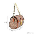 Guanchi Crossbody Bag with Exterior Zipped Pocket - Chain Strap - Brown