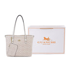 New Designer Launch GUANCHI New York Tote Bag With Wristlet - White
