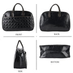 Quilted Weekender Travel Style Duffle Bag with Shoulder Strap - Black