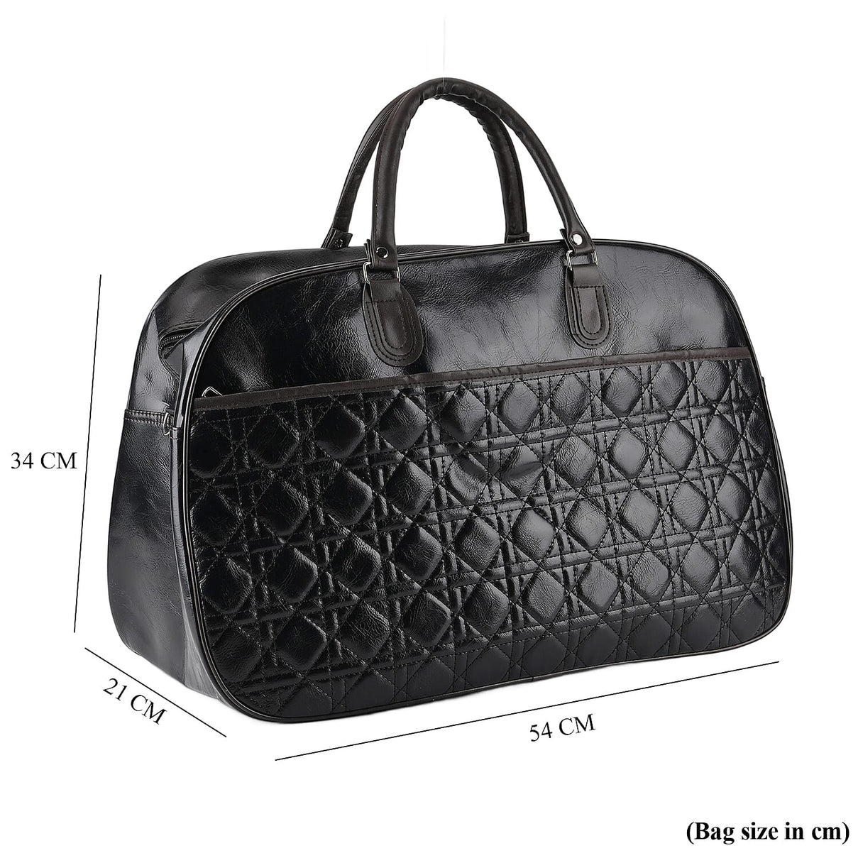 Quilted Weekender Travel Style Duffle Bag with Shoulder Strap - Black V32489676 5