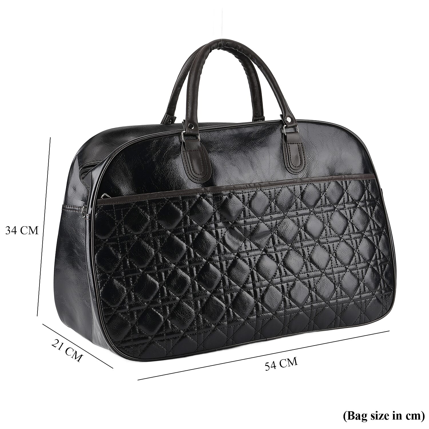 Quilted Weekender Travel Style Duffle Bag with Shoulder Strap - Black V32489676 5
