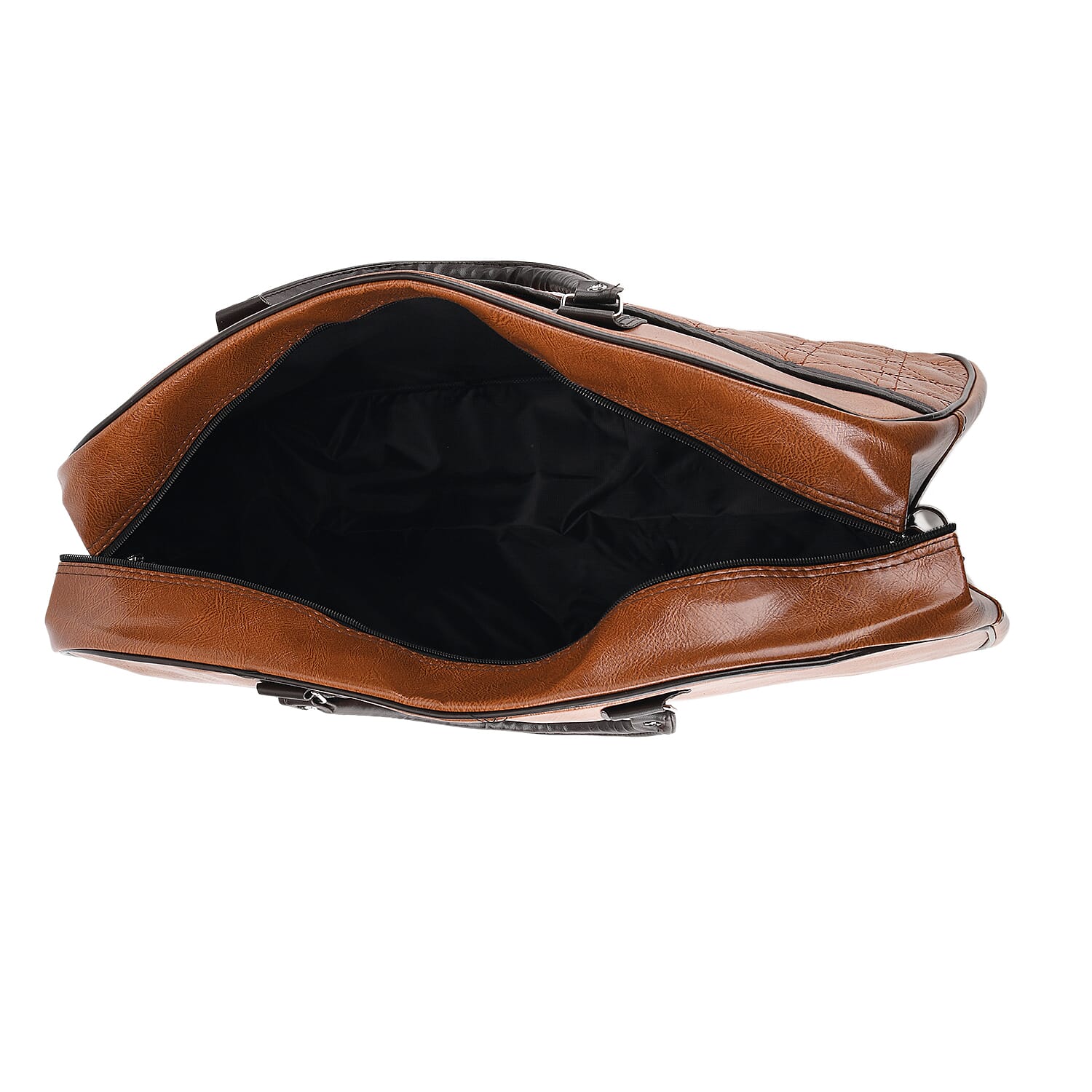 Quilted Weekender Travel Style Duffle Bag with Shoulder Strap - Brown V32489677 4