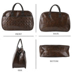 Quilted Weekender Travel Style Duffle Bag with Shoulder Strap - Dark Coffee