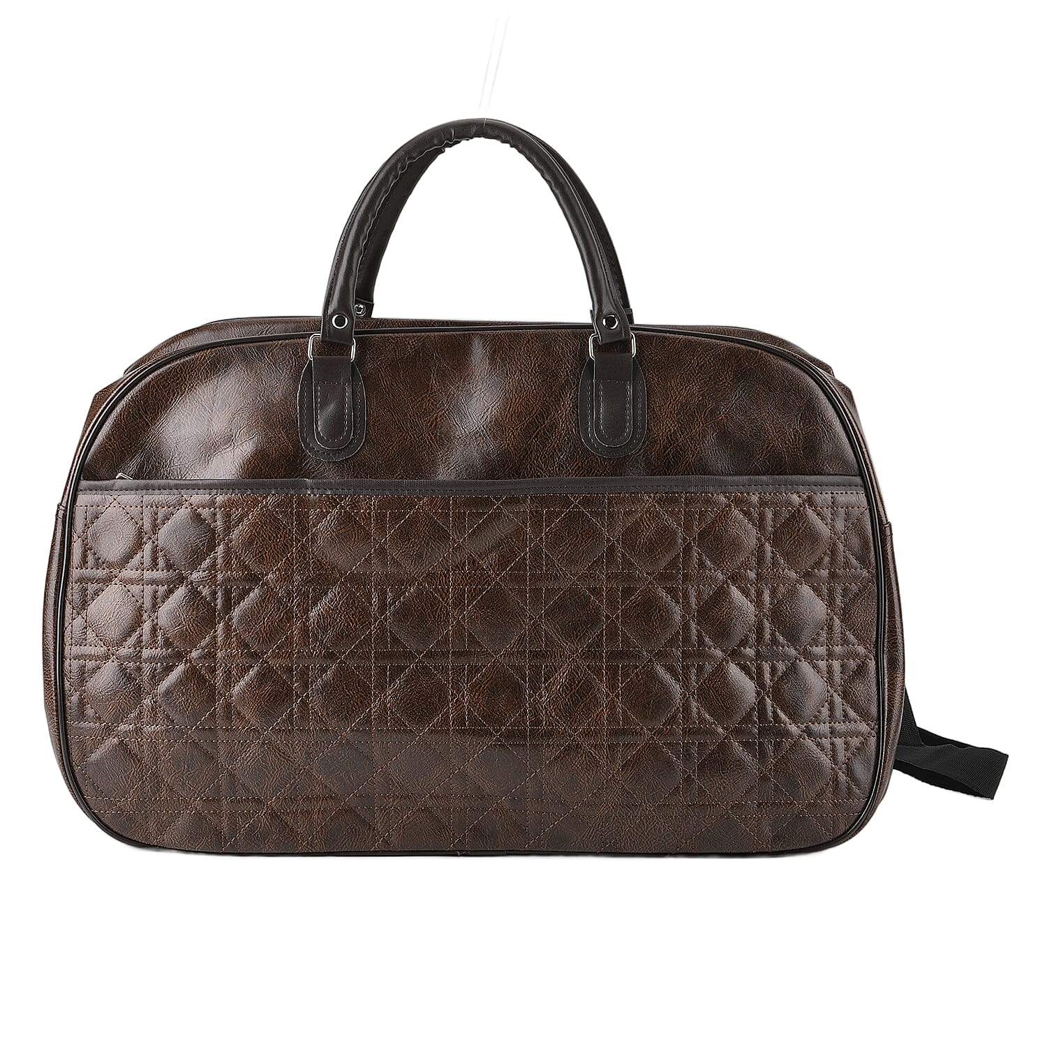 Quilted Weekender Travel Style Duffle Bag with Shoulder Strap - Dark Coffee 8465928 3