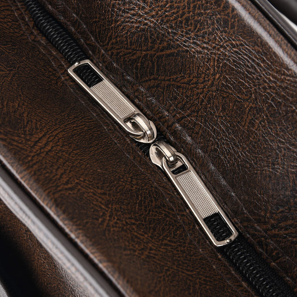 Quilted Weekender Travel Style Duffle Bag with Shoulder Strap - Dark Coffee