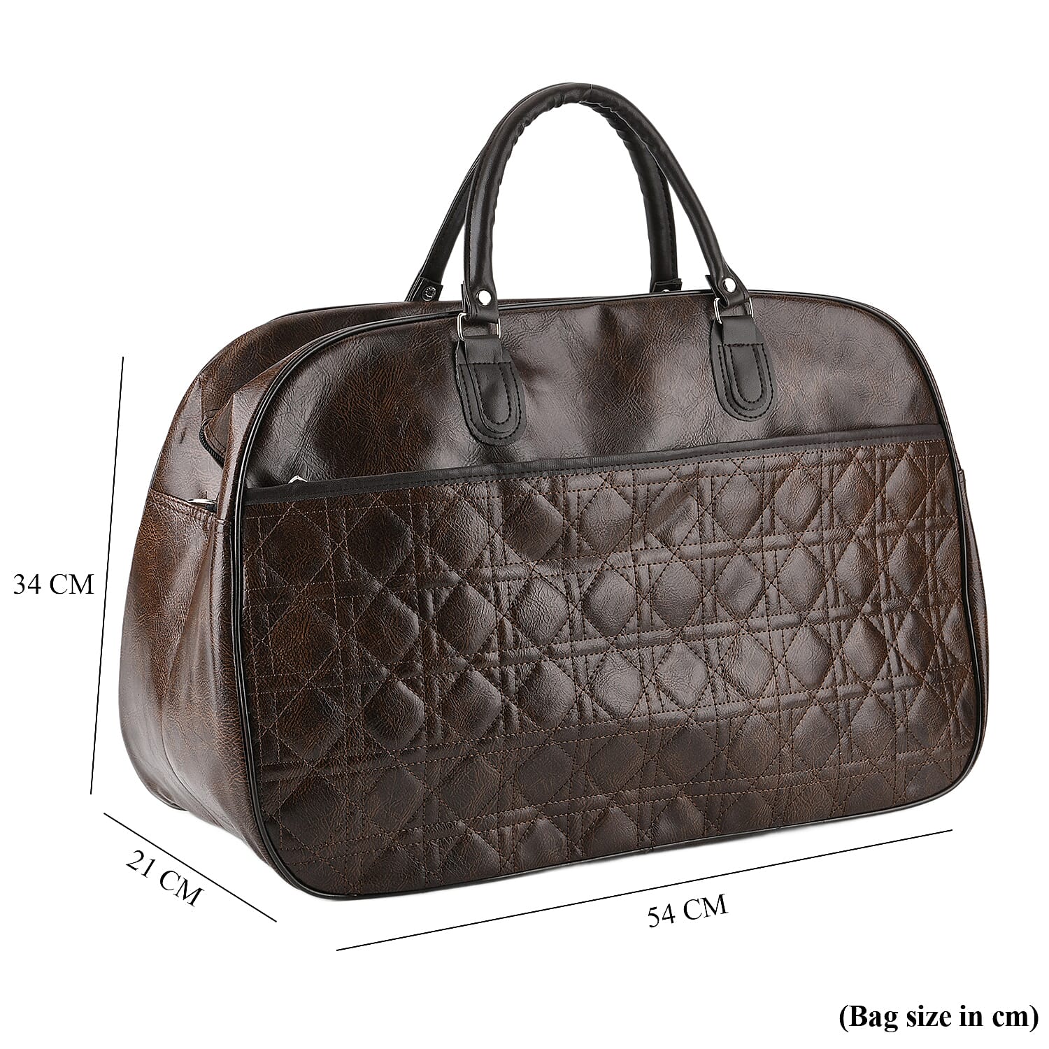 Quilted Weekender Travel Style Duffle Bag with Shoulder Strap - Dark Coffee 8465928 6