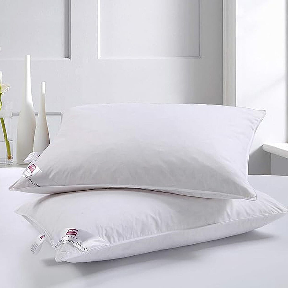 Set of 2 Duck Feather and Down Pillow - White 7839174 0