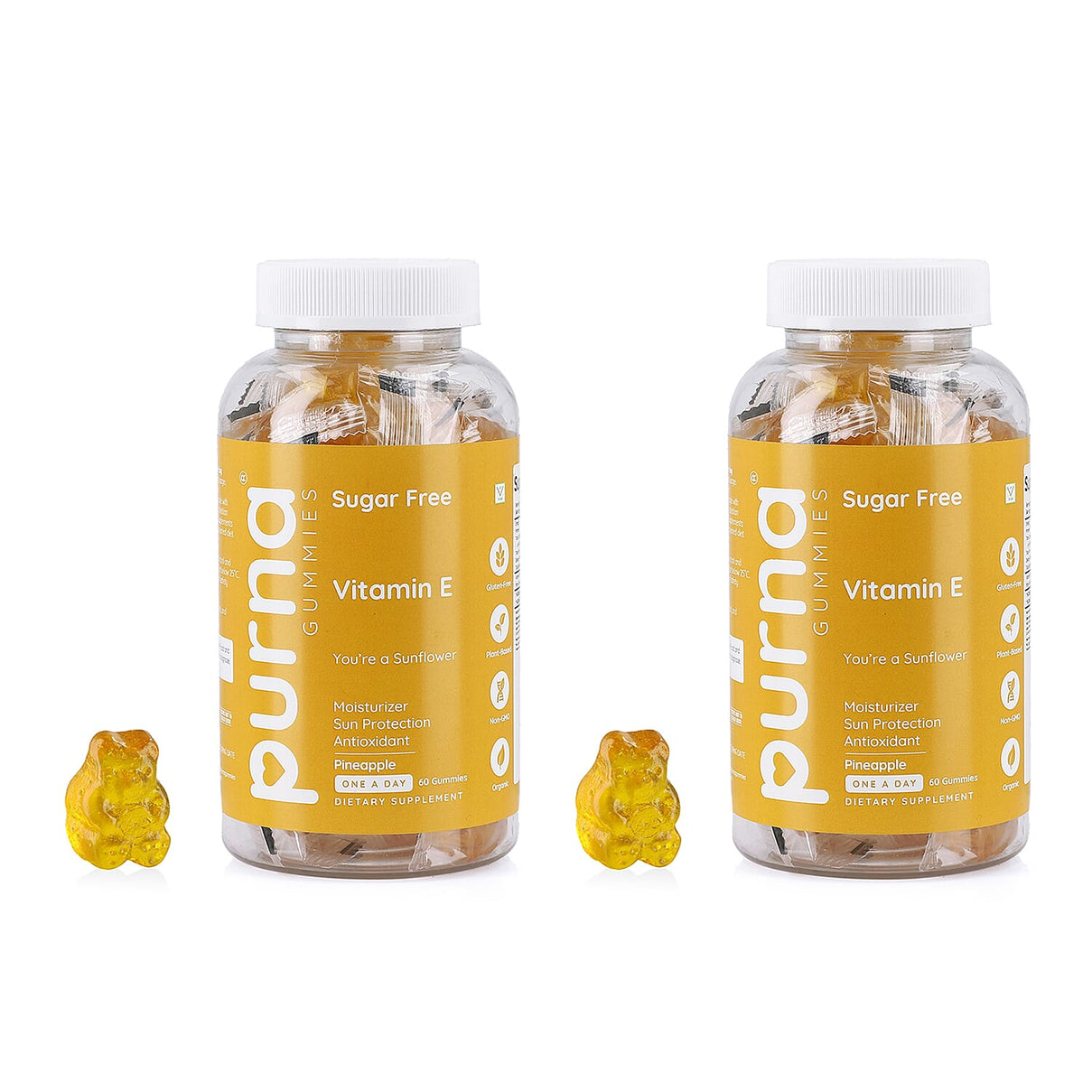 Pack of 2 - PURNA Sugar Free Pineapple - 60 Gummies (2 Month Supply) 221260142 0