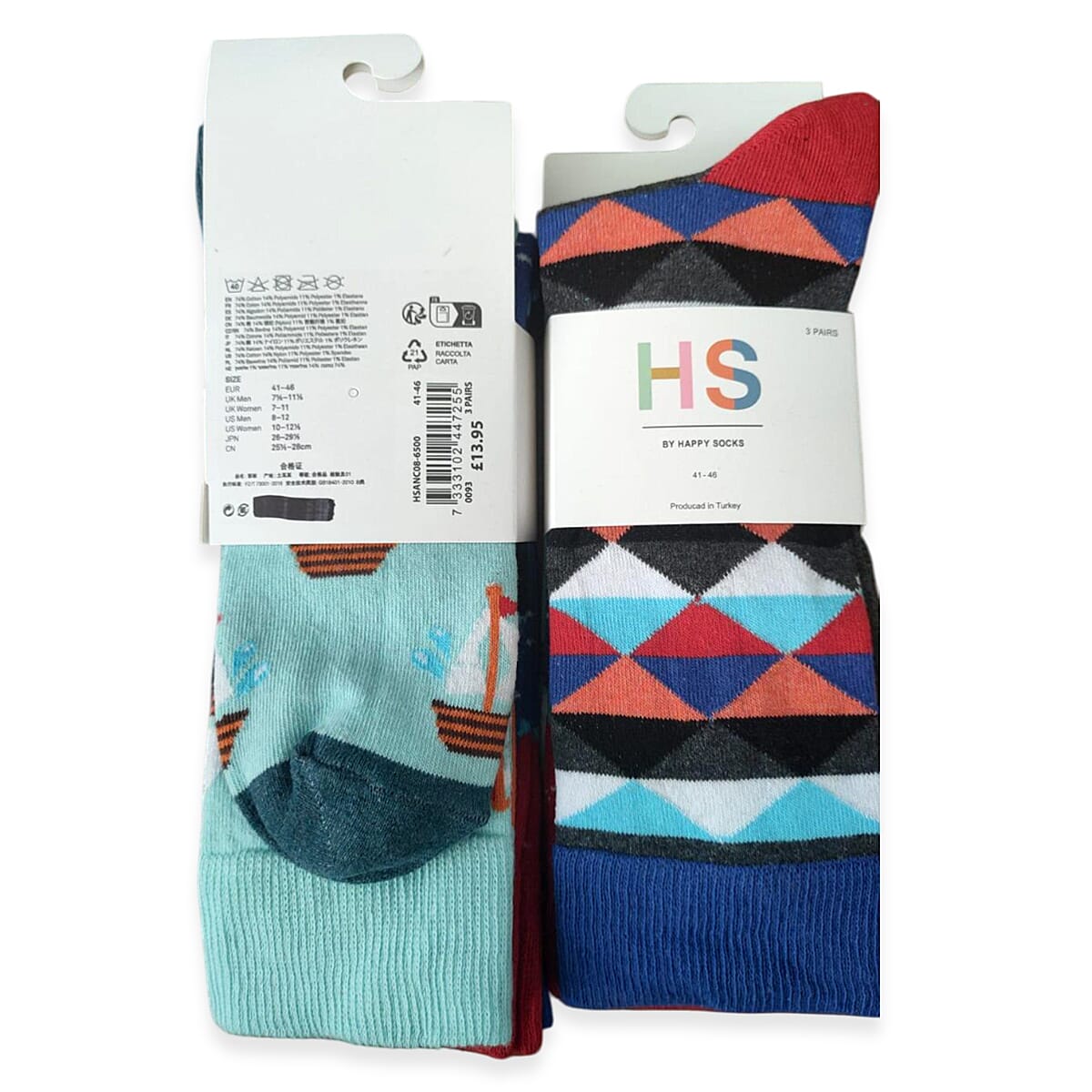 Pack of 3 Happy Socks Pyramid Print 8274123 0