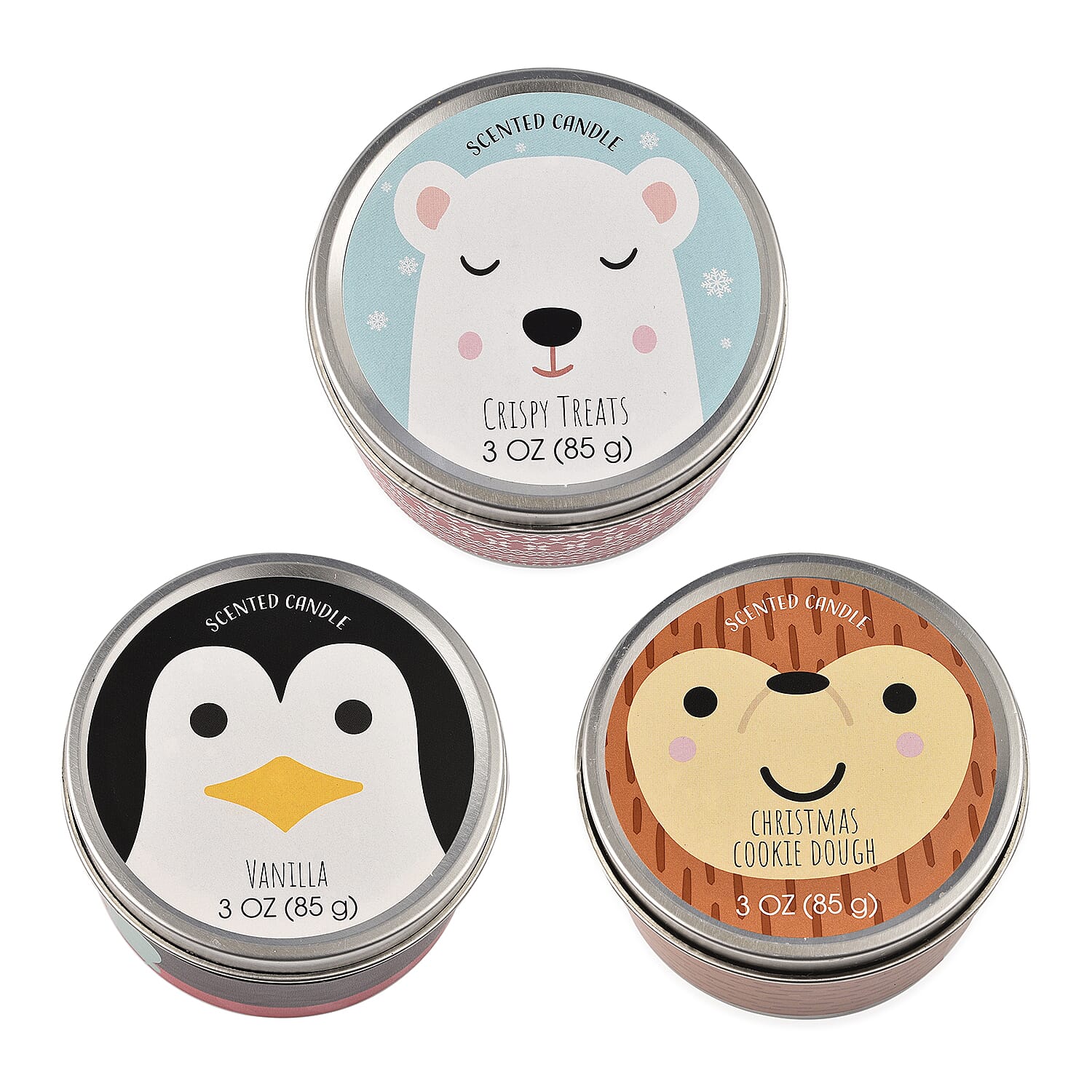 Pack of 3 Tin Candles - Critters (Crispy, Vanilla, Cooky Dough) 7641102 0