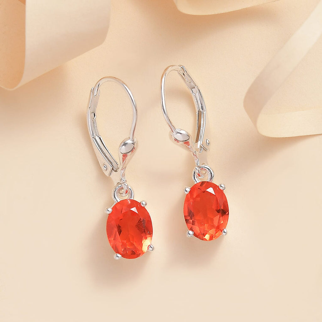 Padparadscha Triplet Quartz Lever Back Earrings in Sterling Silver 2.30 Ct.