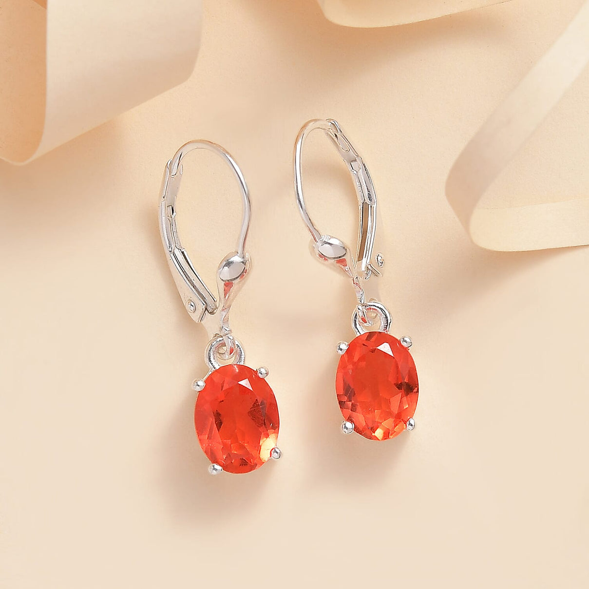 Padparadscha Triplet Quartz Lever Back Earrings in Sterling Silver 2.30 Ct. 7521773 1