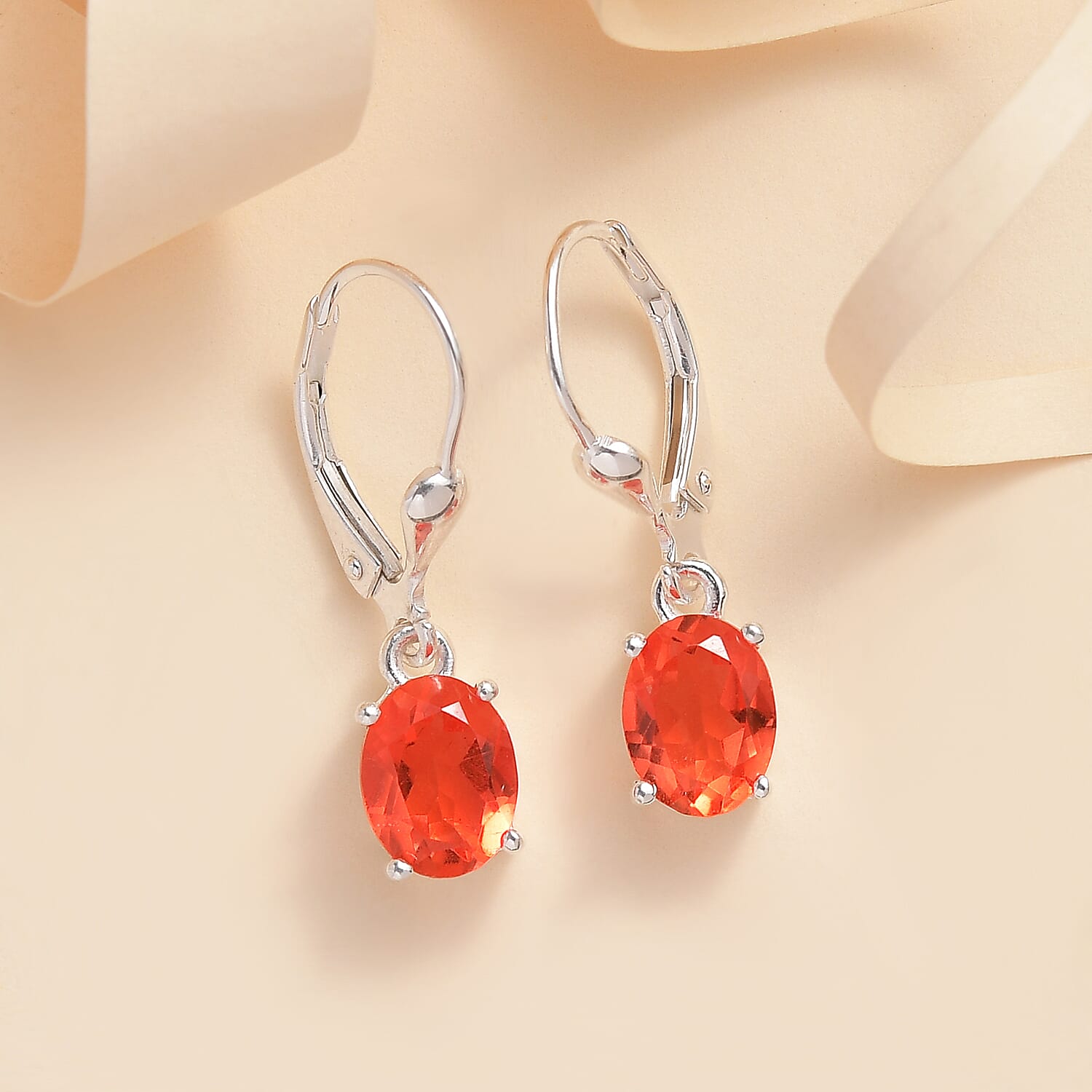 Padparadscha Triplet Quartz Lever Back Earrings in Sterling Silver 2.30 Ct. 7521773 1