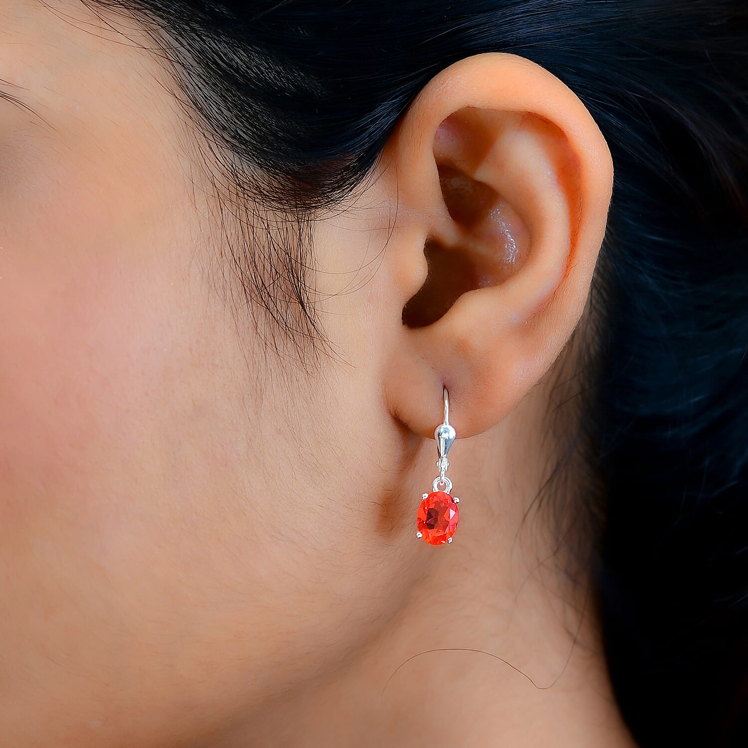 Padparadscha Triplet Quartz Lever Back Earrings in Sterling Silver 2.30 Ct. 7521773 2