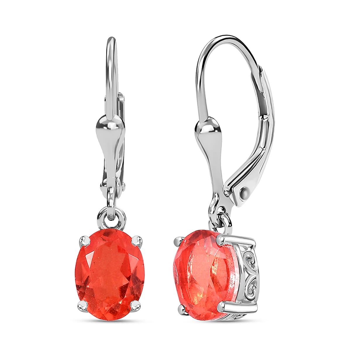 Padparadscha Triplet Quartz Lever Back Earrings in Sterling Silver 2.30 Ct. 7521773 3