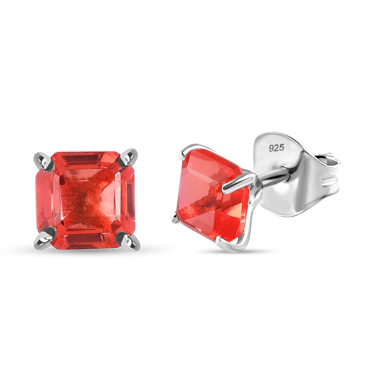 Padparadscha Triplet Quartz Stud Earrings in Platinum Overlay Sterling Silver 2.53 Ct 7704750 0