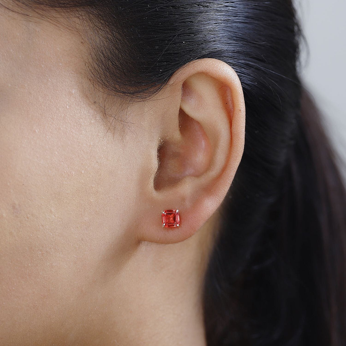 Padparadscha Triplet Quartz Stud Earrings in Platinum Overlay Sterling Silver 2.53 Ct 7704750 2