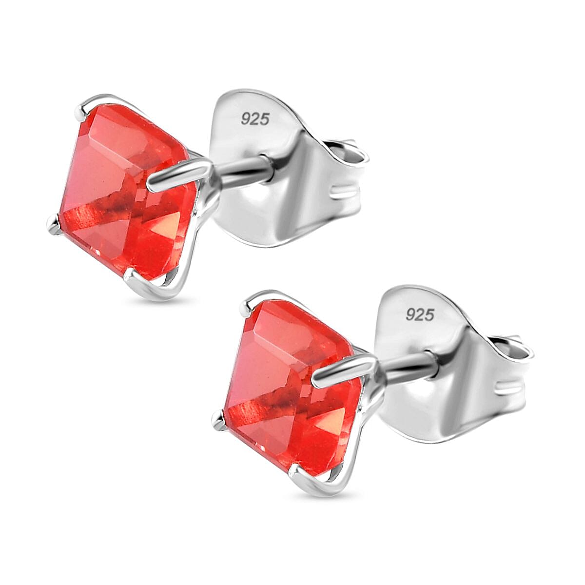 Padparadscha Triplet Quartz Stud Earrings in Platinum Overlay Sterling Silver 2.53 Ct 7704750 3