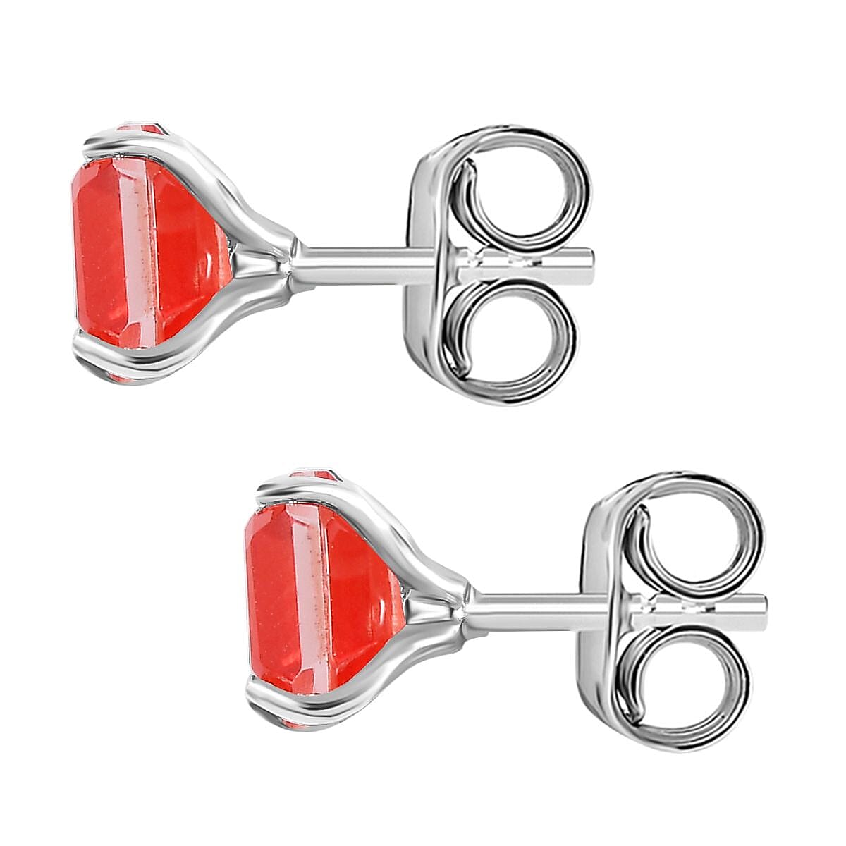 Padparadscha Triplet Quartz Stud Earrings in Platinum Overlay Sterling Silver 2.53 Ct 7704750 4