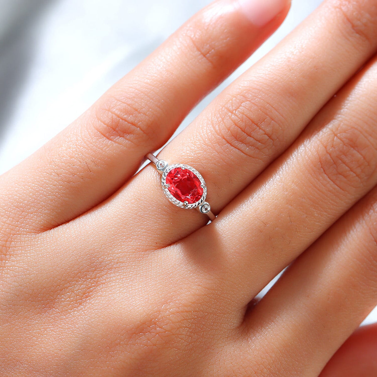 Padparadscha Triplet Quartz &amp; Natural Zircon Ring in Sterling Silver 1.31 Ct. 7433568 2