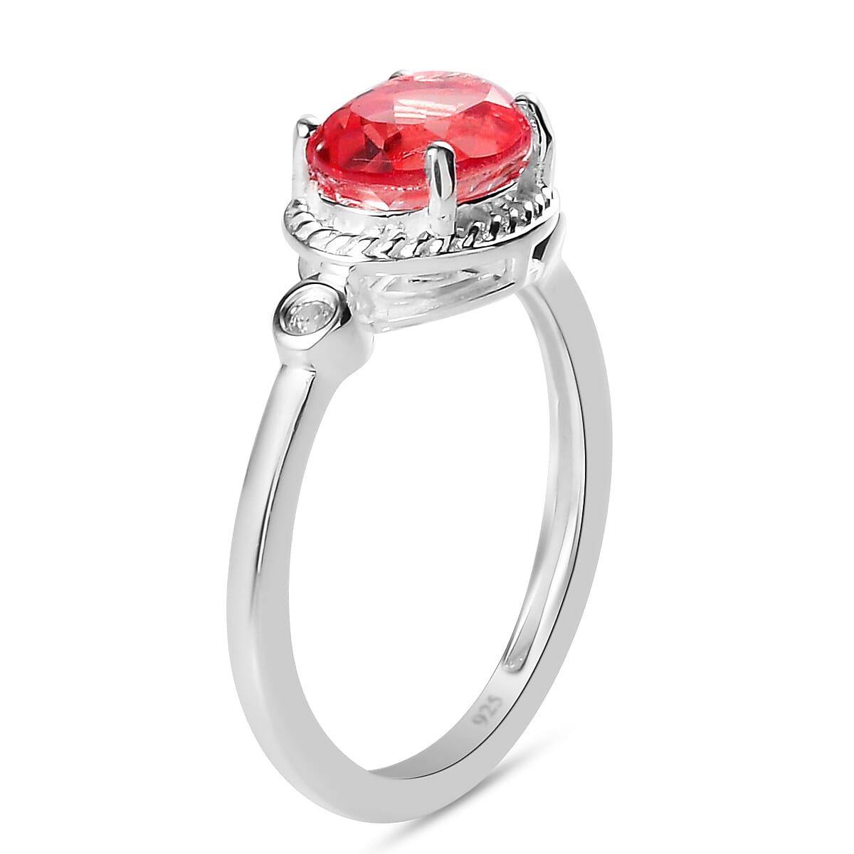 Padparadscha Triplet Quartz &amp; Natural Zircon Ring in Sterling Silver 1.31 Ct. 7433568 4