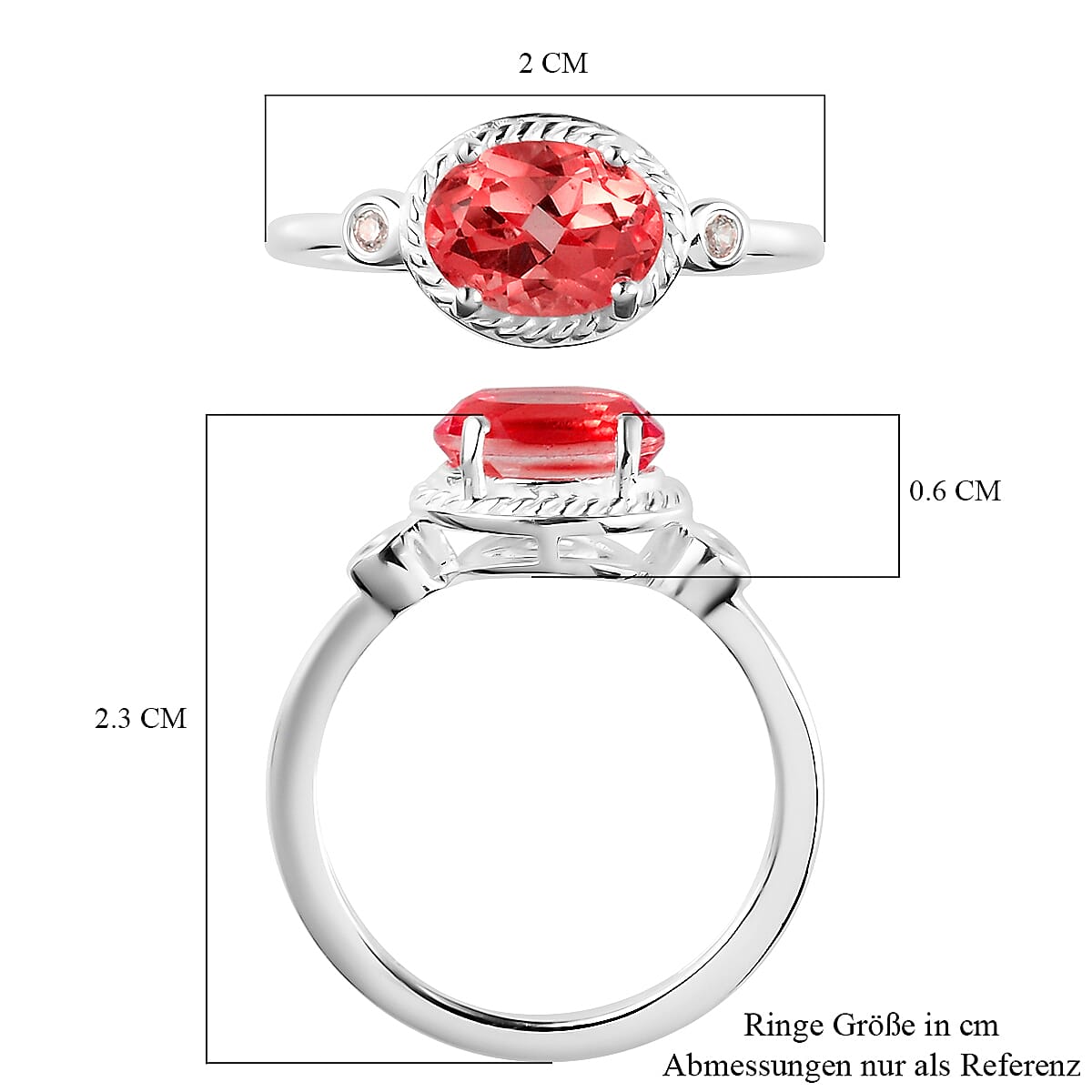 Padparadscha Triplet Quartz &amp; Natural Zircon Ring in Sterling Silver 1.31 Ct. 7433568 6