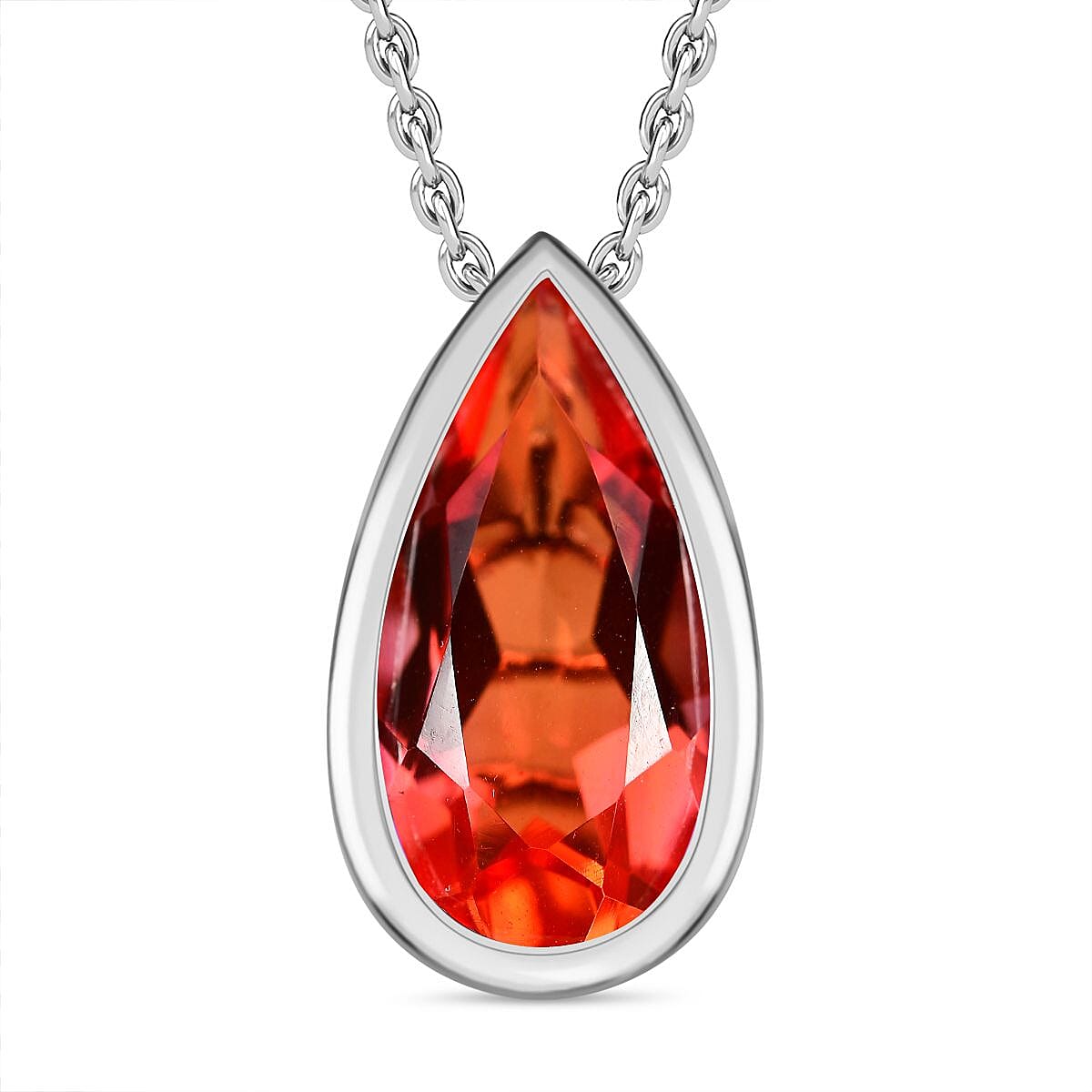 Padparadscha Colour Quartz Pendant with Chain (Size 20) in Platinum Overlay Sterling Silver  4.750  Ct. 4278247 0