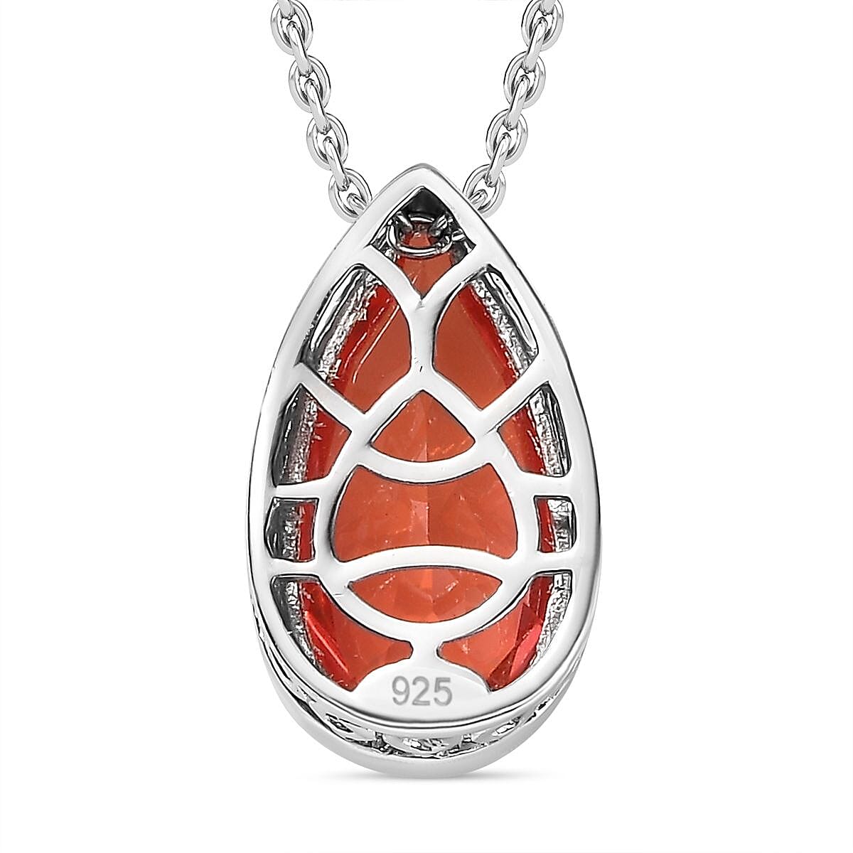 Padparadscha Colour Quartz Pendant with Chain (Size 20) in Platinum Overlay Sterling Silver  4.750  Ct. 4278247 5